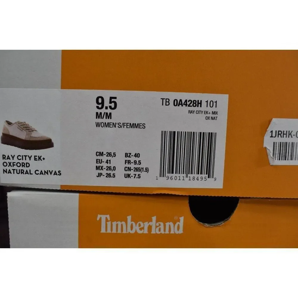 Timberland Womens Size 9.5‎ Ray City EK+ Natural Canvas Platform Oxford Shoes